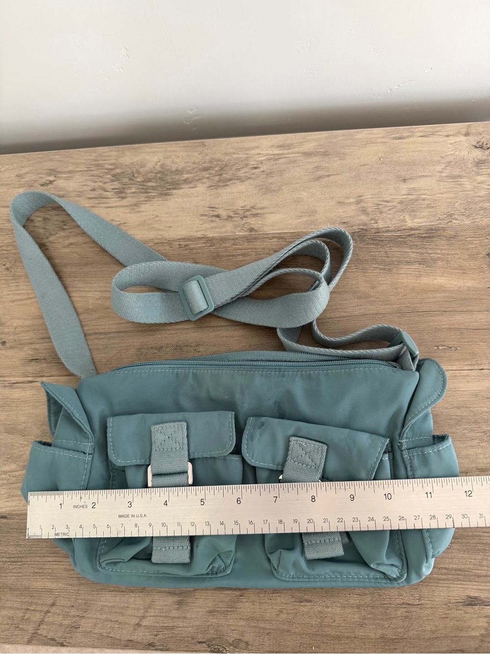 Sage Green Utility Cargo Pocket Crossbody Bag Y2K - Picture 3 of 8